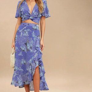 Lulu's Blue Floral Two Piece Set